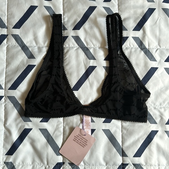 {NWT} Flocked Logo Bralette in Black Caviar - Picture 4 of 5